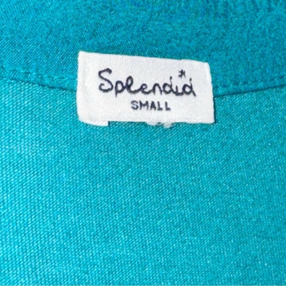 Splendid Teal Mixed Media Shirt Sz Small - Picture 6 of 10